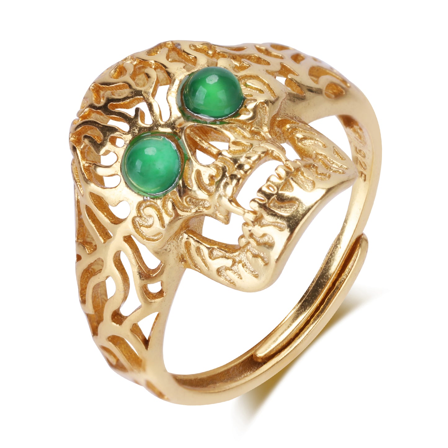 MRW Skull Jade Silver Ring - Tenacity, Courage & Insights