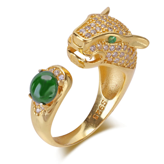 MRW Leopard&Loong Jade Silver Ring - Courage, Independence and Luck