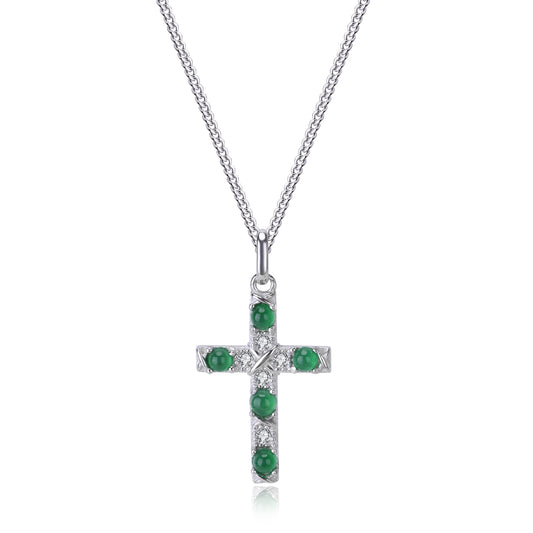 MRW Cross Jade Silver Necklace - Calmness, Guidance & Hope