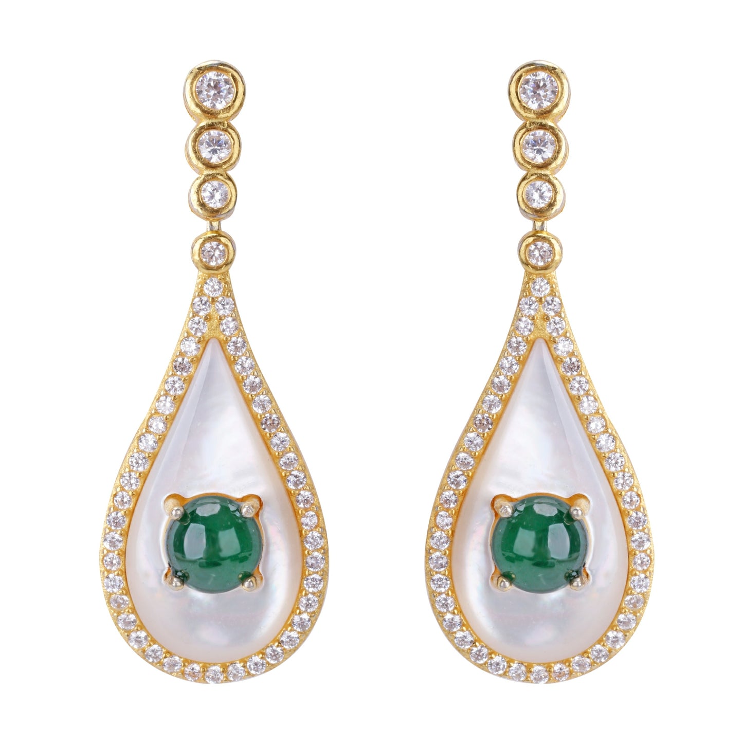 MRW Teardrop Jade Silver Earrings - Healthy and Blessing