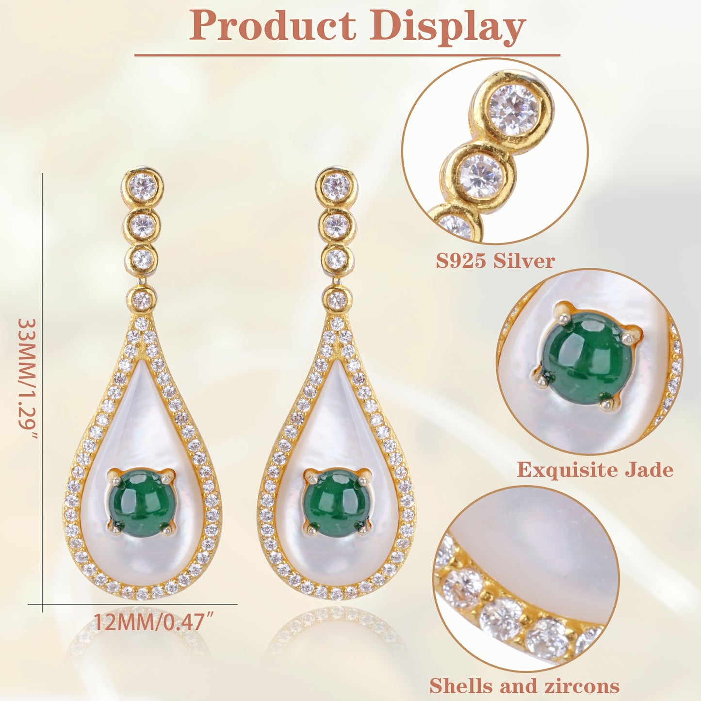 MRW Teardrop Jade Silver Earrings - Healthy and Blessing