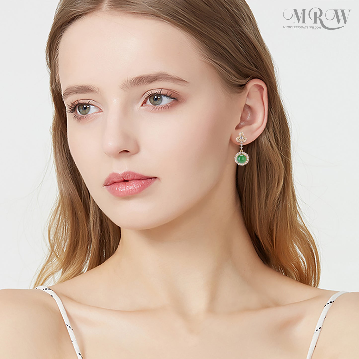 MRW Shamrock Jade Silver Earrings - Fortune and Blessing