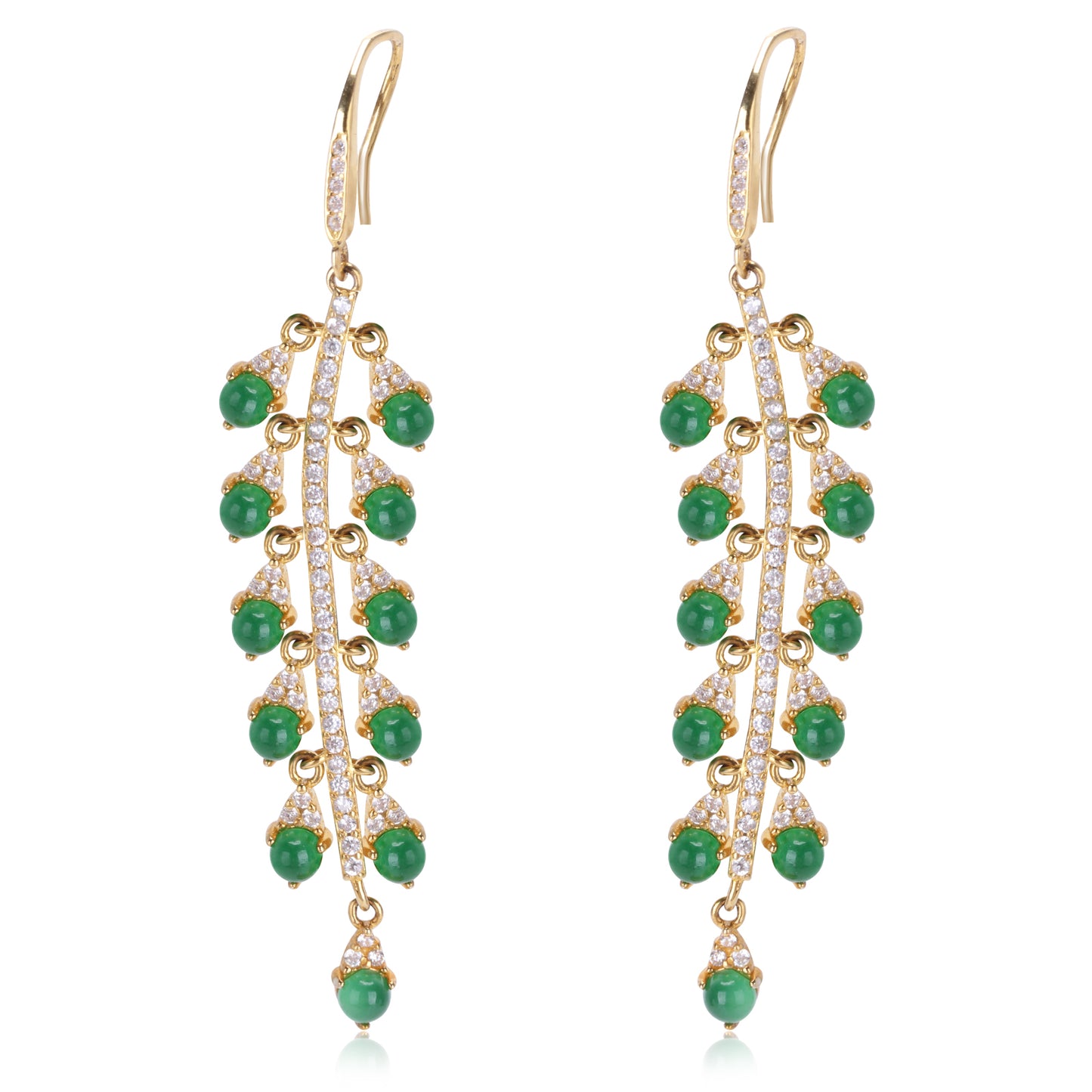 MRW "Harvest of Grapes" Jade Silver Earrings - Five Good Fortune