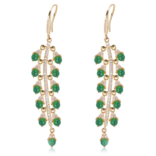 MRW "Harvest of Grapes" Jade Silver Earrings - Five Good Fortune